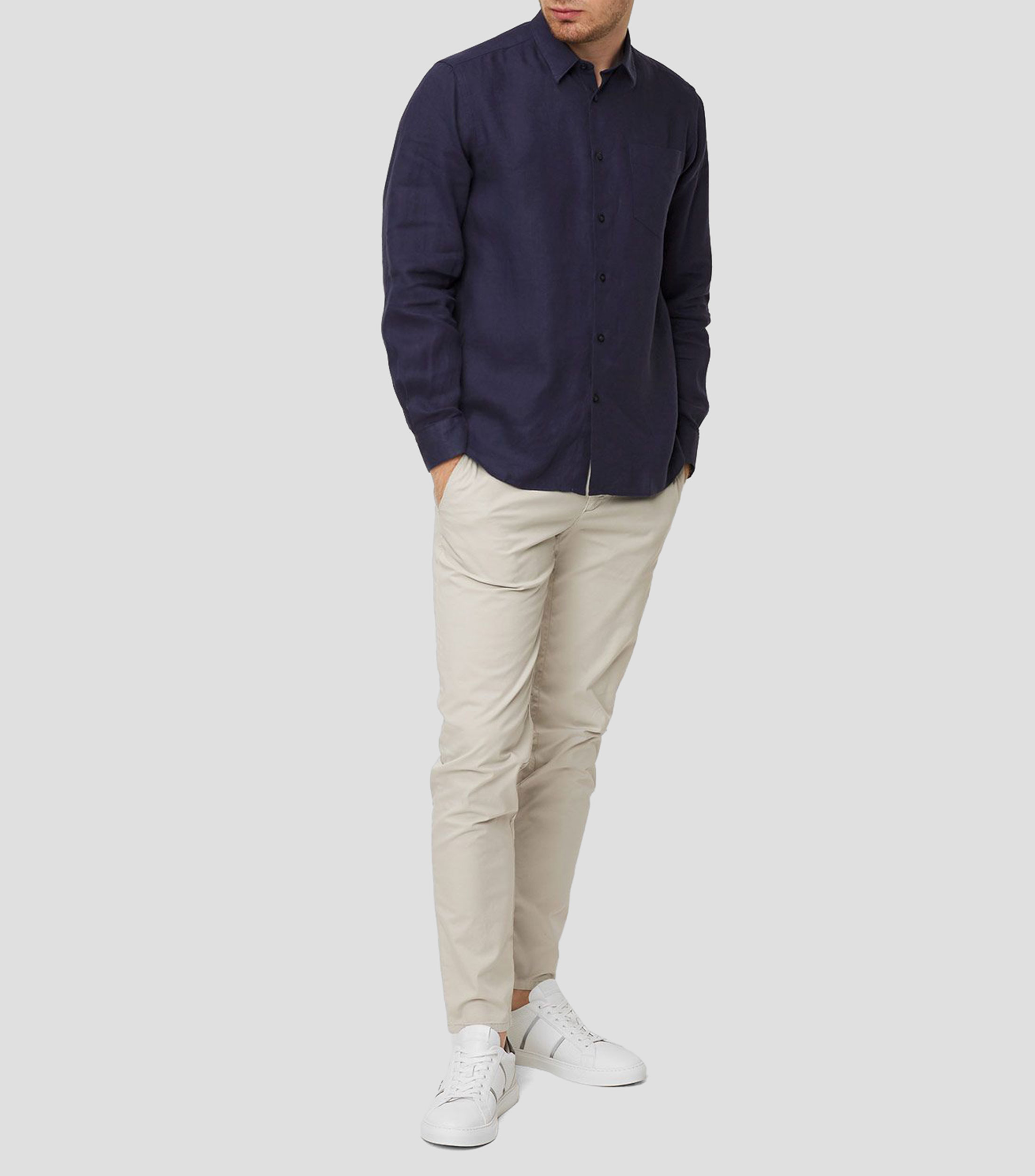 Camisa de lino lisa Hombre